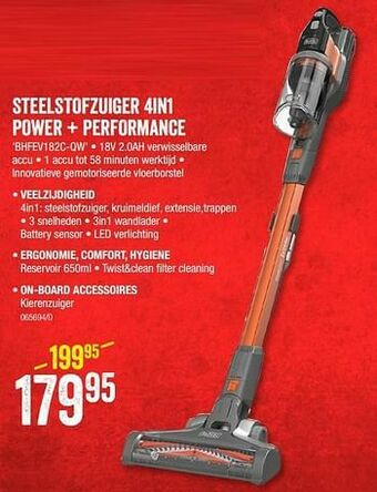 Black + decker steelstofzuiger 4in1 power + performance