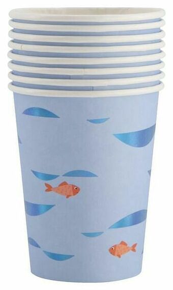 HEMA HEMA Papieren Bekers - 250 Ml - Onder Water - 8 Stuks aanbieding