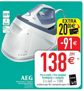 Cora AEG Générateur vapeur Stoomgenerator aanbieding