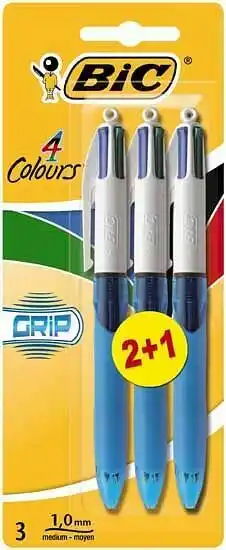 Bic 4 Colours Grip 2+1 GRATIS