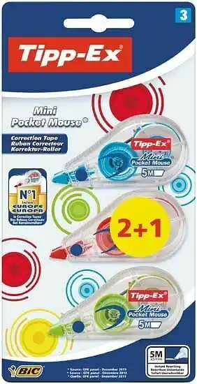 ToyChamp Tipp-Ex Mini Pocket Mouse Colors 2+1 GRATIS aanbieding