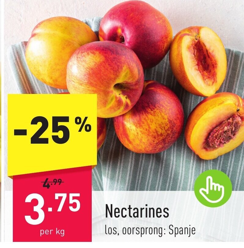 Nectarines per kg promotie bij ALDI