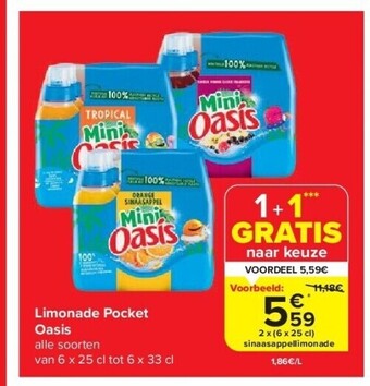 Carrefour Limonade pocket oasis aanbieding