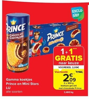 Carrefour Gamma koekjes prince en mini stars lu aanbieding