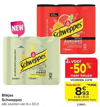 Carrefour Blikjes schweppes aanbieding