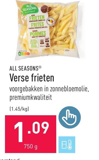 ALDI ALL SEASONS Verse frieten 750g aanbieding