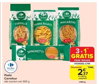 Carrefour Pasta carrefour alle soorten van 500 g aanbieding