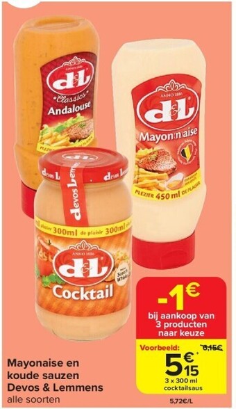 Carrefour Mayonaise en koude sauzen devos & lemmens aanbieding