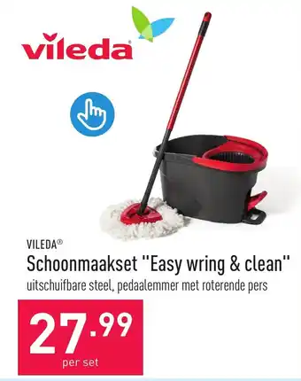 VILEDA Schoonmaakset "Easy wring & clean" uitschuifbare steel, pedaalemmer met roterende pers
