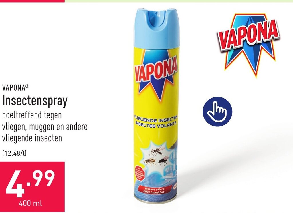 VAPONA Insectenspray 400ml promotie bij ALDI