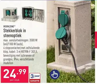 ALDI WORKZONE Stekkerblok in steenoptiek per stuk aanbieding