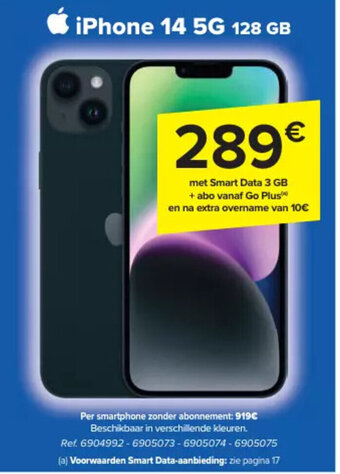 Carrefour iPhone 14 5G 128 GB aanbieding