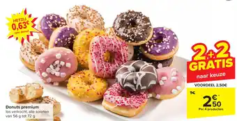 Carrefour Donuts premium los verkocht, alle soorten van 56 g tot 72 g aanbieding