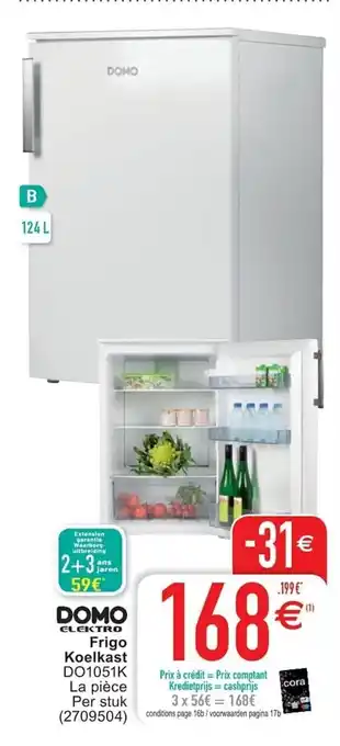 Cora Domo Elektro Frigo Koelkast DO1051K aanbieding