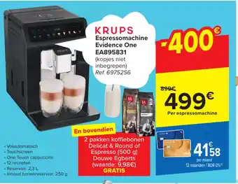 Carrefour Krups espressomachine evidence one EA895831 aanbieding