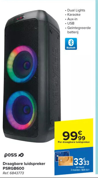 Carrefour Draagbare luidspreker PSRGB600 aanbieding