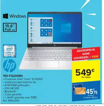 Carrefour HP 15S-FQ2058N aanbieding