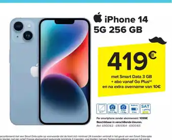 Carrefour iPhone 14 5G 256 GB aanbieding