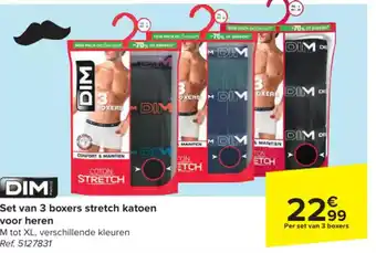 Carrefour DIM set van 3 boxers stretch katoen voor heren aanbieding