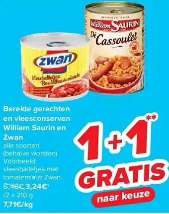 Carrefour Bereide gerechten en vleesconserven william saurin en zwan aanbieding
