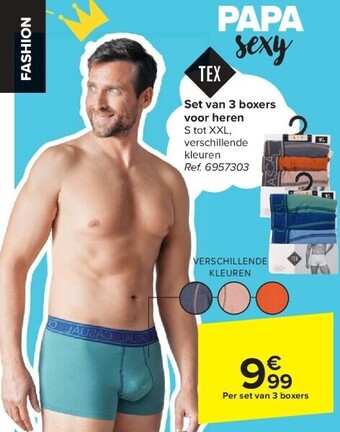Carrefour Set van 3 boxers voor heren aanbieding