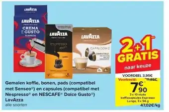 Gemalen ko e, bonen, pads (compatibel met senseo®) en capsules (compatibel met nespresso® en nescafe® dolce gusto®) lavazza