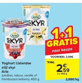 Carrefour Yoghurt ijslandse stijl skyr arla aanbieding