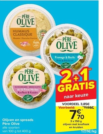 Carrefour Olijven en spreads père olive alle soorten van 100 g tot 400 g aanbieding