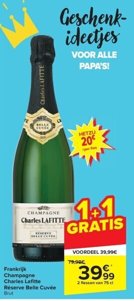 Carrefour Frankrijk champagne charles lafi tte réserve belle cuvée aanbieding