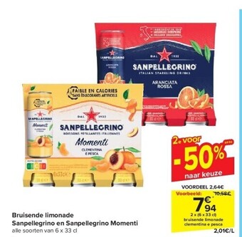 Carrefour Bruisende limonade sanpellegrino en sanpellegrino momenti aanbieding