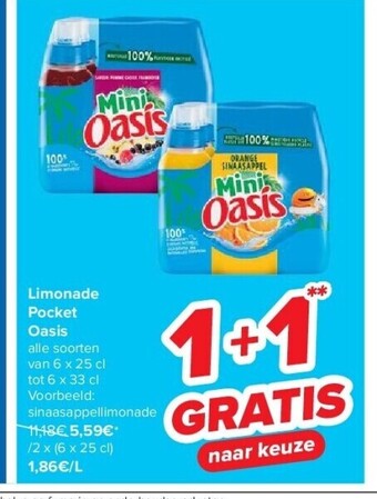 Carrefour Limonade pocket oasis aanbieding