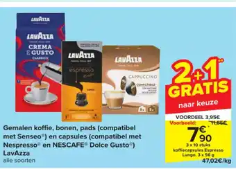 Carrefour Gemalen koffie, bonen, pads (compatibel met Senseo®) en capsules (compatibel met Nespresso® en NESCAFE® Dolce Gusto®) LavAzza aanbieding