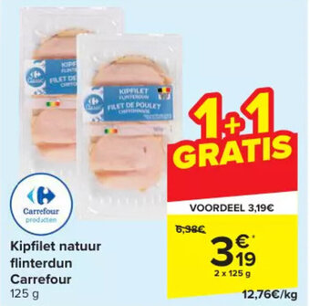 Carrefour Kipfilet natuur flinterdun 125g aanbieding