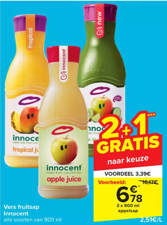 Carrefour Vers fruitsap Innocent alle soorten van 900 ml aanbieding