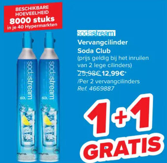 Carrefour sodastream Vervangcilinder Soda Club aanbieding