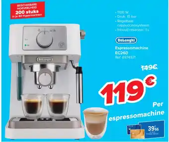 Carrefour DeLonghi Espressomachine EC260 1100 W aanbieding
