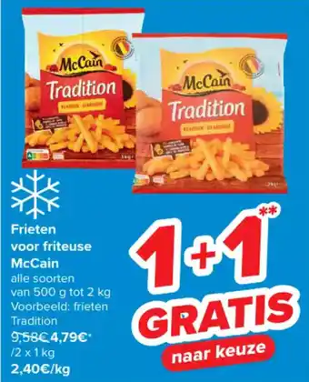 Carrefour McCain Frieten voor friteuse 2 x 1kg aanbieding