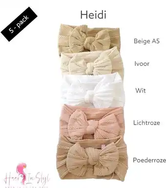 Bol.com Haarband heidi 5 pack - brede en zachte baby haarband met een strik | haaraccessoires voor meisjes kinderen | roze beige wit aanbieding