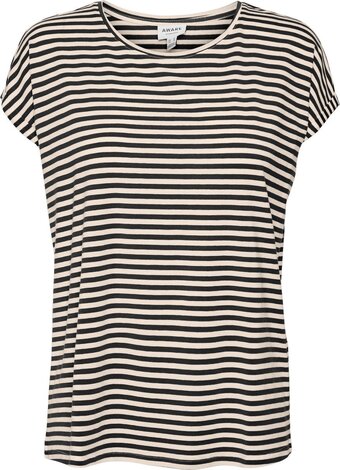 Bol.com Vero moda vmava plain ss top stripe ga jrs noos dames t-shirt - maat l aanbieding
