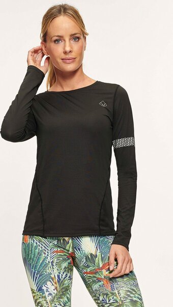 Bol.com Active panther t-shirt kae solid performance black, dames loopshirt sport training shirt met lange mouwen, aanbieding