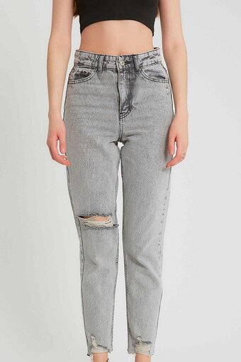 Bol.com Ripped spijkerbroek high waist - d83615 - grijs aanbieding