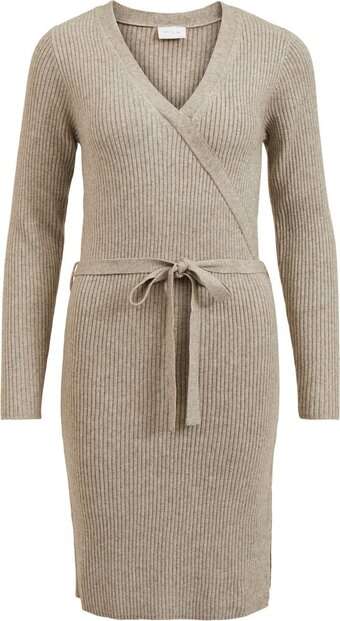 Bol.com Vila viril wrap l/s knit dress - noos dames jurk - maat l aanbieding