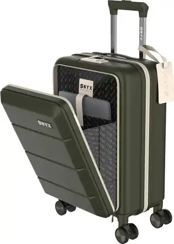 Onyx® handbagage koffer 35 l - spinner wielen - lichtgewicht trolley - dubbel tsa slot - handig voorvak - 55 cm - olive