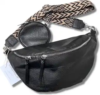 Bol.com Lundholm heuptasje dames groot zwart met tassenriem beige zwart bag strap - heuptas dames met brede riem - cadeau voor vriend aanbieding
