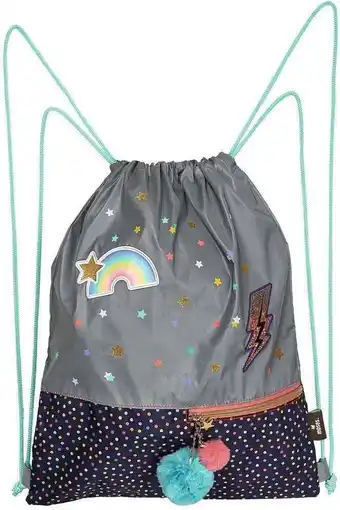 Bol.com Moses gymtas flowers & friends 34 cm reflectie polyester grijs aanbieding
