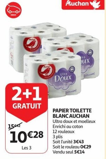 Auchan PAPIER TOILETTE BLANC AUCHAN aanbieding