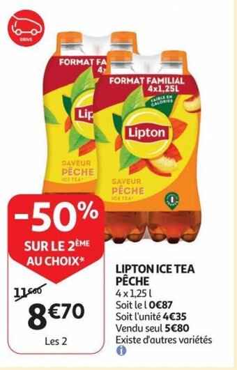 Auchan LIPTON ICE TEA PÊCHE 4 x 1.25L aanbieding