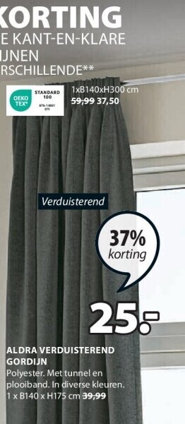 Jysk Aldra verduisterend gordijn aanbieding