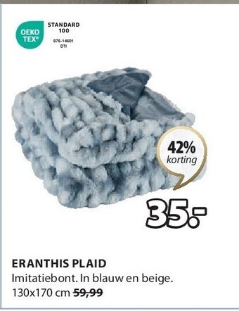 Jysk Eranthis plaid aanbieding