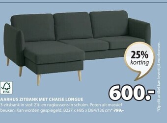 Jysk Aarhus zitbank met chaise longue aanbieding